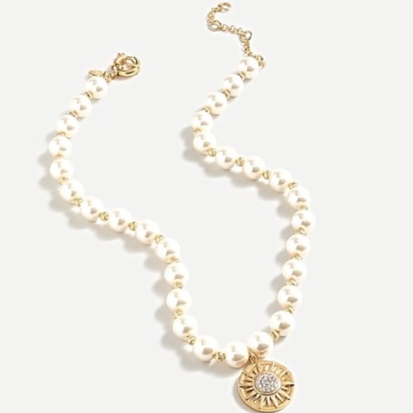 J. CREW Pearl Sunburst Pendant Necklace New With Tag